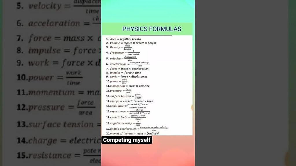 Physics C Formula Sheet: Mechanics and E&M Equations, Constants, and 2 Exam Formats physics c formula sheet